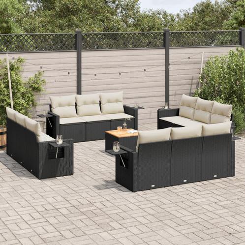 vidaXL 13-delige Loungeset met kussens poly rattan zwart, Tuin en Terras, Tuinsets en Loungesets, Loungeset, Nieuw, Rotan, Verzenden