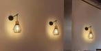 Vintage Industriële Wandlamp – Metaal en Hout, E27, Huis en Inrichting, Lampen | Wandlampen, Verzenden, Nieuw