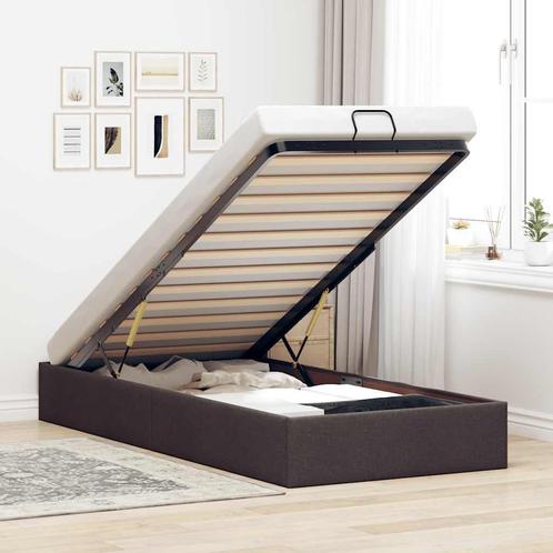 vidaXL Bedframe zonder matras 90x200 cm stof donkerbruin, Huis en Inrichting, Slaapkamer | Bedden, 90 cm, 200 cm, Bruin, Eenpersoons
