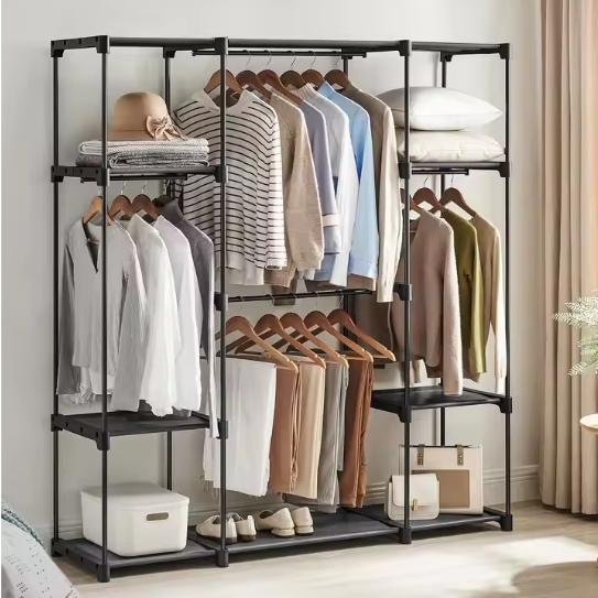 Open Kledingkast met 4 Hangvakken – Metalen Frame en Stoffen, Huis en Inrichting, Kasten | Overige, Nieuw, Verzenden