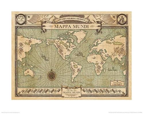 Kunstdruk Fantastic Beasts Mappa Mundi 50x40cm, Huis en Inrichting, Woonaccessoires | Schilderijen, Tekeningen en Foto's, Nieuw