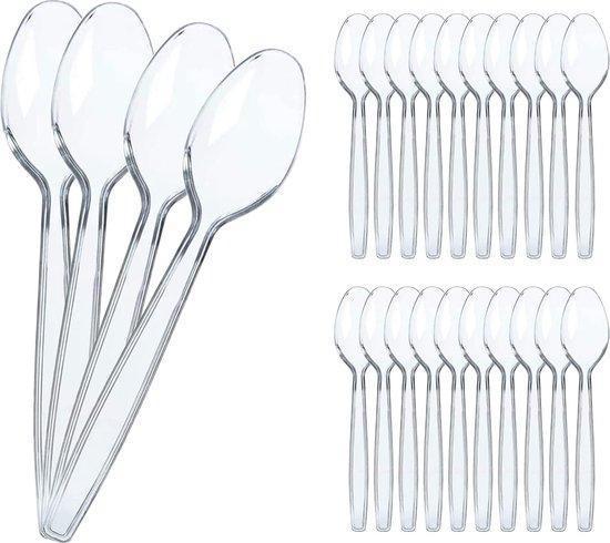 100x Herbruikbare Lepel - Transparant - 18 cm, Huis en Inrichting, Keuken | Bestek, Los bestek, Nieuw, Vaatwasserbestendig, Kunststof