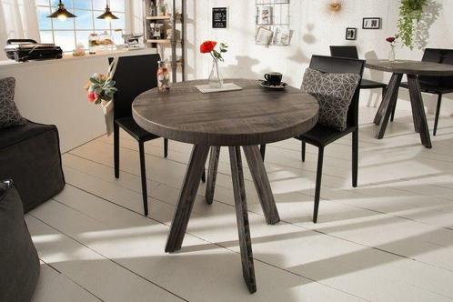Massieve eettafel IRON CRAFT 80cm rond grijs mangohout, Huis en Inrichting, Tafels | Eettafels, Ophalen of Verzenden