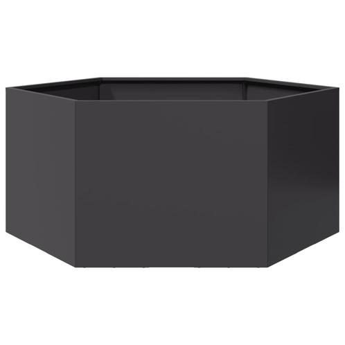 vidaXL Plantenbak zeshoek 104x90x45 cm staal zwart, Tuin en Terras, Bloembakken en Plantenbakken, Nieuw, Metaal, Verzenden
