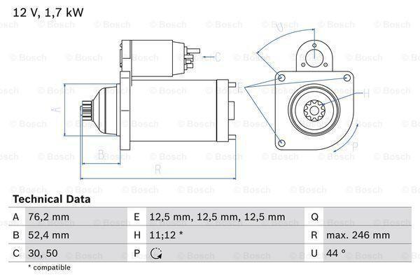 Startmotor / Starter VOLKSWAGEN MULTIVAN T5,T6 (2.0 TDI..., Auto-onderdelen, Motor en Toebehoren, Nieuw, Ophalen of Verzenden
