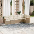 vidaXL 6-delige Loungeset met kussens poly rattan beige, Verzenden, Nieuw, Rotan, Loungeset