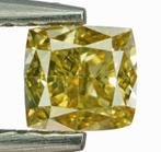 1 pcs Diamant - 0.45 ct - Cushion - Natural Fancy Greenish