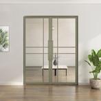 Dubbele stalen taatsdeur 6 Vlaks  Olijfgroen Helder glas Lux, Doe-het-zelf en Verbouw, Deuren en Horren, Minder dan 80 cm, Overige typen