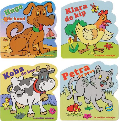 Kartonboek Mijn Vrolijke Vriendjes 8716745019833, Boeken, Overige Boeken, Gelezen, Verzenden