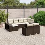 vidaXL 10-delige Loungeset met kussens poly rattan bruin, Verzenden, Nieuw, Rotan, Loungeset