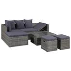 vidaXL 4-delige Loungeset met kussens poly rattan grijs, 4 zitplaatsen, Nieuw, Loungeset, Verzenden