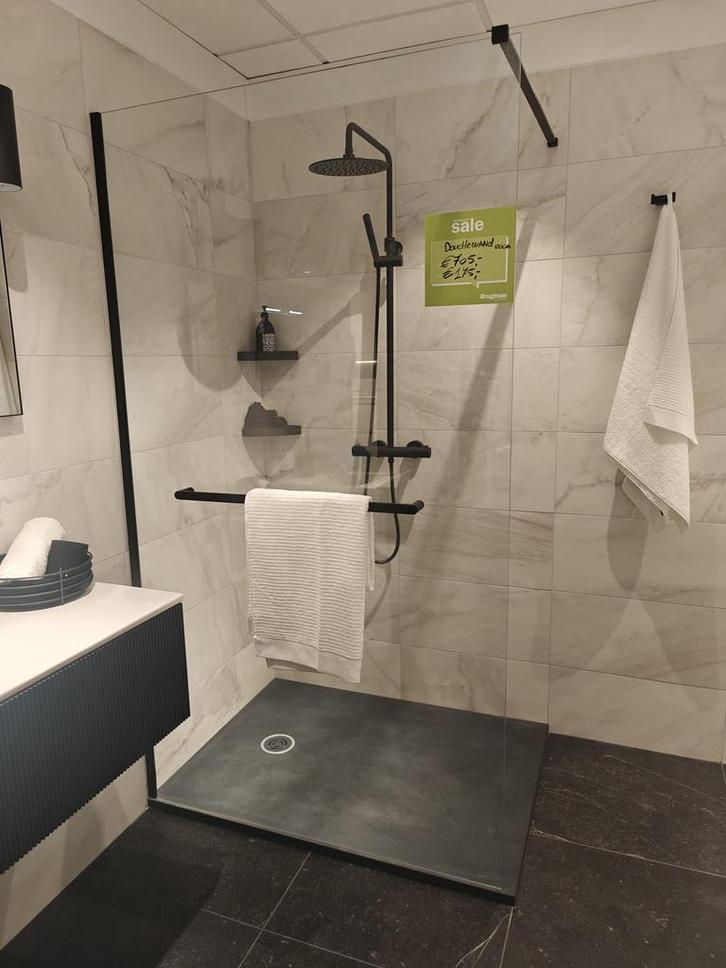 Inloopdouche 120cm mat zwart profiel - 0029, Doe-het-zelf en Verbouw, Sanitair, Douche, Nieuw, Glas, Ophalen