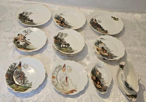 Tafelservies (18) - Porselein - Servies koud beschilderd, Antiek en Kunst, Antiek | Glas en Kristal