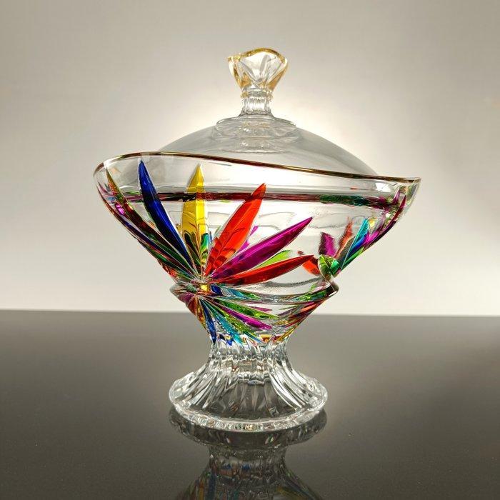 Doos - Rainbow Candy Doos - Kristal, Goud, Emaille -, Antiek en Kunst, Antiek | Glas en Kristal