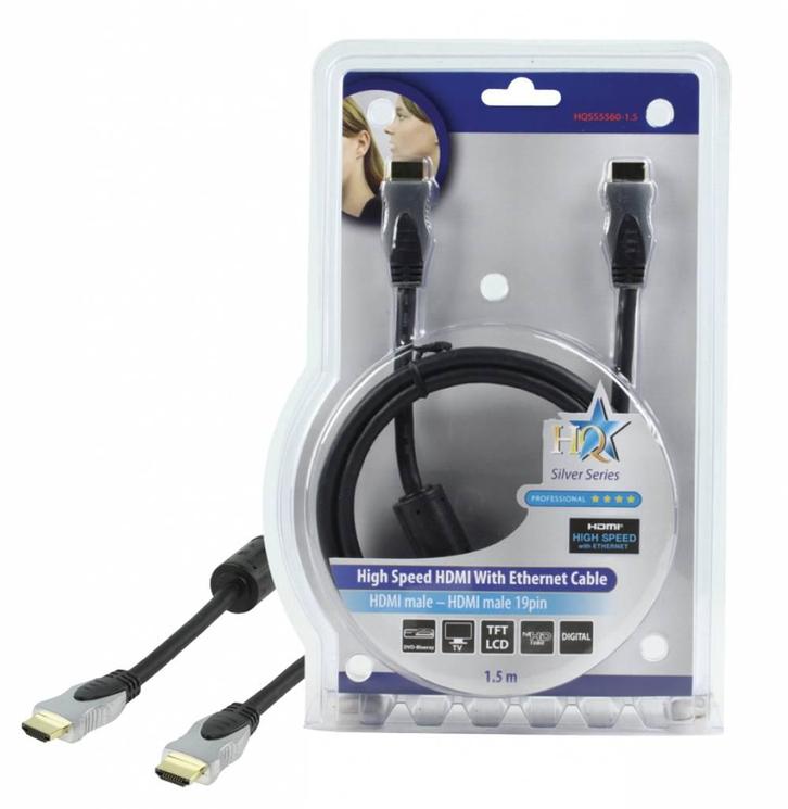 HDMI kabel Hoge kwaliteit High Speed met ethernet 1,5 m, Audio, Tv en Foto, Audiokabels en Televisiekabels, HDMI-kabel, Nieuw