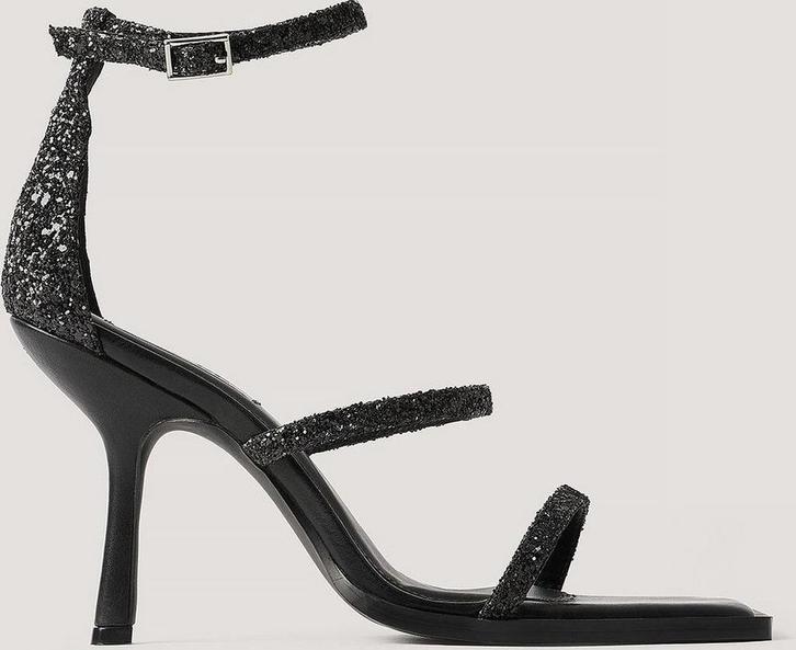 NA-KD Glitter High Heel Vrouwen Sandalen - 37 - Black, Kleding | Dames, Schoenen, Verzenden