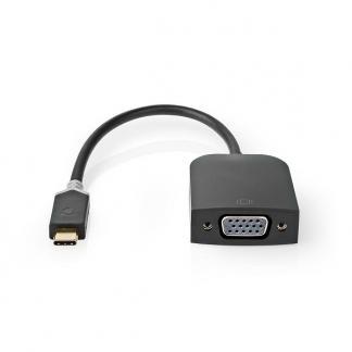 USB C naar VGA adapter | Nedis | 0.2 meter, Computers en Software, Pc- en Netwerkkabels, Nieuw, Verzenden