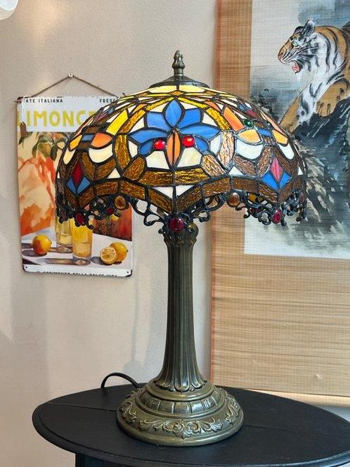 Buffet tafellamp - Glas-in-lood, Antiek en Kunst, Kunst | Designobjecten
