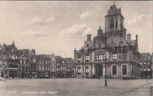 DELFT - Stadhuis met Markt, Verzamelen, Ansichtkaarten | Nederland, Verzenden