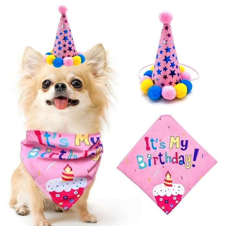 Honden verjaardagset 2-delig Its my Birthday roze of blauw, Dieren en Toebehoren, Honden-accessoires, Nieuw, Verzenden