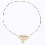 Ketting met hanger - 18 karaat Geel goud - Parel, diamant, Sieraden, Tassen en Uiterlijk, Antieke sieraden