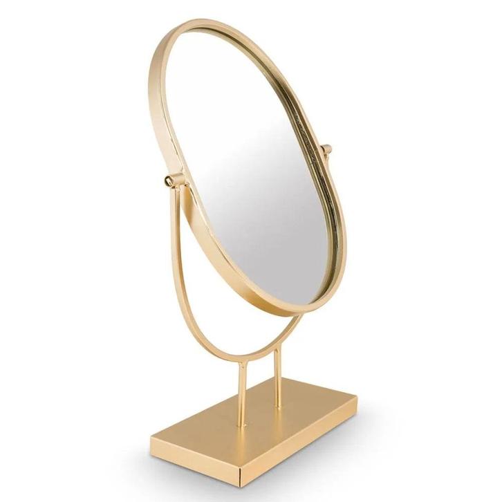 VT Wonen Mirror Oval On Stand 20.5x32 cm Gold | Spiegel op s, Huis en Inrichting, Woonaccessoires | Spiegels, Nieuw, Ophalen of Verzenden