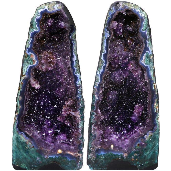 Topkwaliteit - Amethist & Agaat - Matche Pair - Geode -, Verzamelen, Mineralen en Fossielen