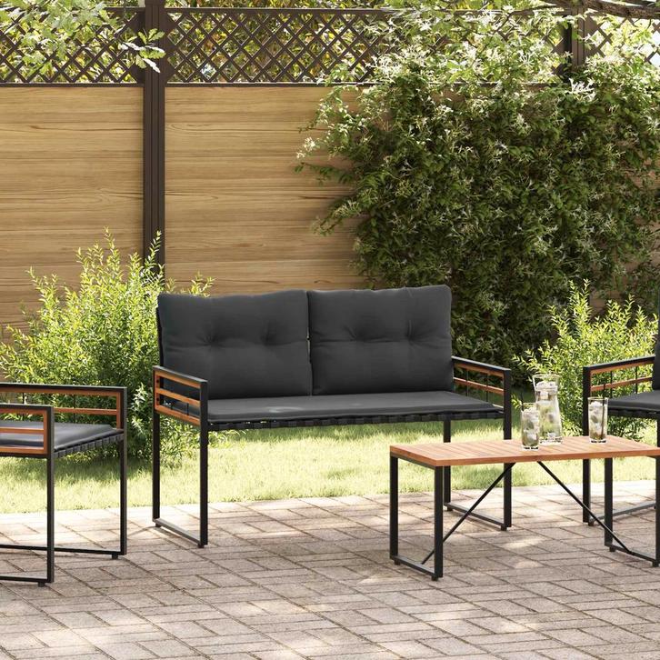 vidaXL Houten Laag Bank met kussen Effen Middelgrijs 114 x, Tuin en Terras, Tuinbanken, Nieuw, Verzenden