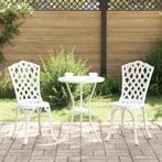 vidaXL Tuin Bistro Set 3 pcs Wit Aluminium, Verzenden, Nieuw, Aluminium