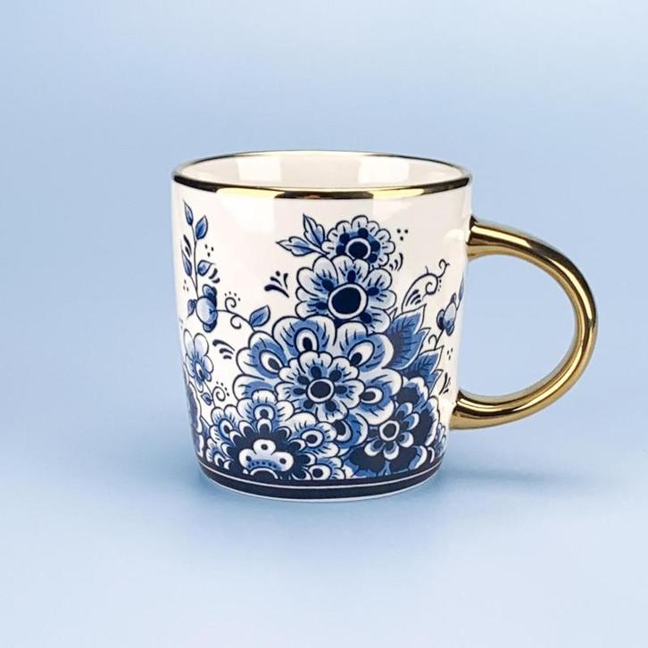 Beker - Mok met bloemen | Delftsblauw | Keramiek, Kleding | Heren, Schoenen, Nieuw, Ophalen of Verzenden