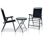 vidaXL 3-delige Bistroset staal zwart, Verzenden, Nieuw, Rvs, 3 zitplaatsen
