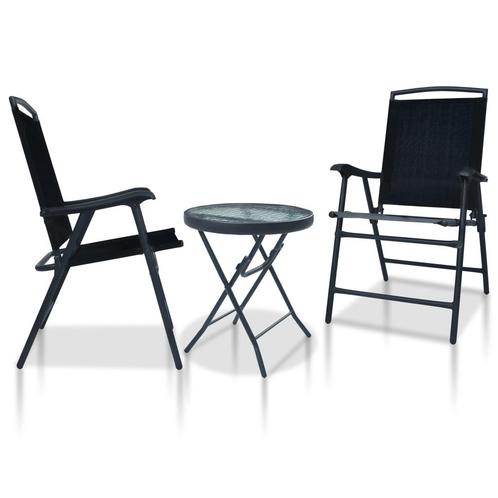 vidaXL 3-delige Bistroset staal zwart, Tuin en Terras, Tuinsets en Loungesets, Nieuw, 3 zitplaatsen, Rvs, Verzenden