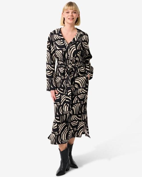 HEMA Damesjurk Sarie abstract zwart, Kleding | Dames, Jurken, Nieuw, Verzenden