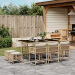 vidaXL 11-delige Tuinset met kussens poly rattan beige, Tuin en Terras, Meer dan 8 zitplaatsen, Nieuw, Tuinset, Verzenden