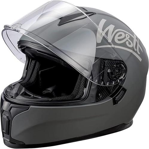 Intergraal Helm Grijs met zonnevizier Westt, Fietsen en Brommers, Fietsonderdelen, Verzenden