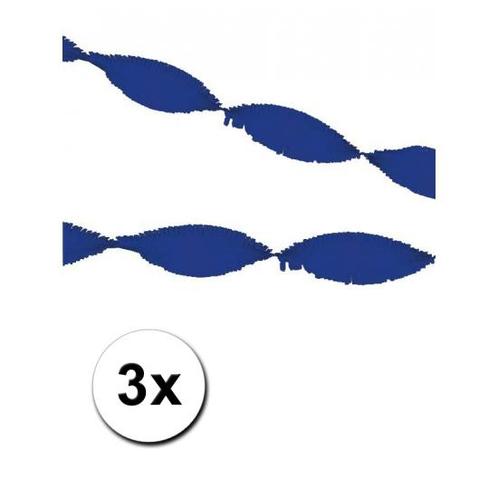 3 blauwe crepe papier slingers 5 m - Slingers, Hobby en Vrije tijd, Feestartikelen, Ophalen of Verzenden