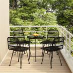 vidaXL 5-delige Tuinset poly rattan zwart, Tuin en Terras, Tuinsets en Loungesets, 5 zitplaatsen, Nieuw, Tuinset, Verzenden