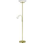 LED Vloerlamp - Trion Germin - E27 Fitting - Rond - Mat Goud, Huis en Inrichting, Lampen | Vloerlampen, Ophalen of Verzenden, Nieuw