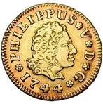 Spanje. Felipe V (1700-1746). 1/2 Escudo - 1744 JA - Madrid, Postzegels en Munten, Munten | Europa | Niet-Euromunten