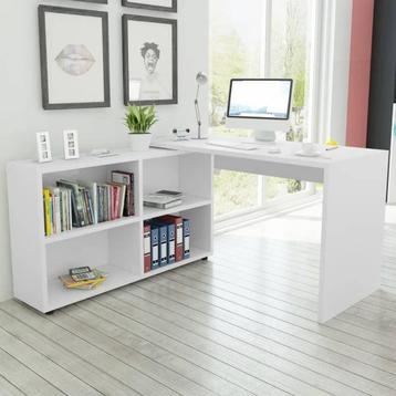 vidaXL Hoekbureau 4 schappen wit beschikbaar voor biedingen