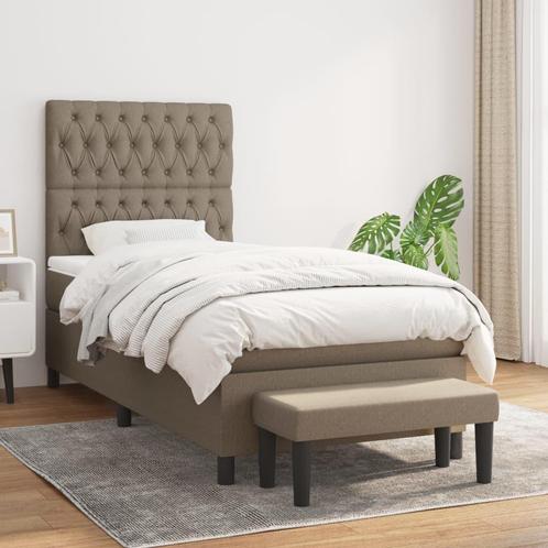 vidaXL Boxspring met matras stof taupe 90x190 cm, Huis en Inrichting, Slaapkamer | Bedden, 90 cm, 190 cm of minder, Eenpersoons