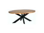 Veiling - Eettafel mangohout ovaal 160x80cm incl zwarte spin, Huis en Inrichting, Tafels | Eettafels, Nieuw