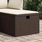 vidaXL Tuinkruk met kussen 55x55x37 cm poly rattan bruin, Verzenden, Nieuw, Rotan