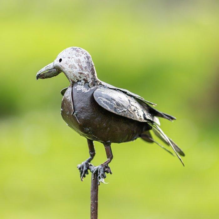 Figuur - Kraai op een metalen staaf - Metaal, Antiek en Kunst, Curiosa en Brocante