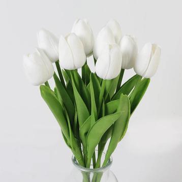 Actie tulp tulpen 33cm bundel wit  / +/-10st real touch foam beschikbaar voor biedingen