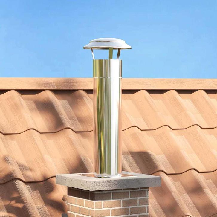 vidaXL Schouwkop Verlenging Zilver 26 x 26 x 50 cm Roestvrij, Huis en Inrichting, Haarden, Nieuw, Verzenden