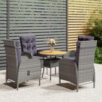 vidaXL 5-delige Bistroset poly rattan grijs, Tuin en Terras, Verzenden, Nieuw, Rotan, 4 zitplaatsen