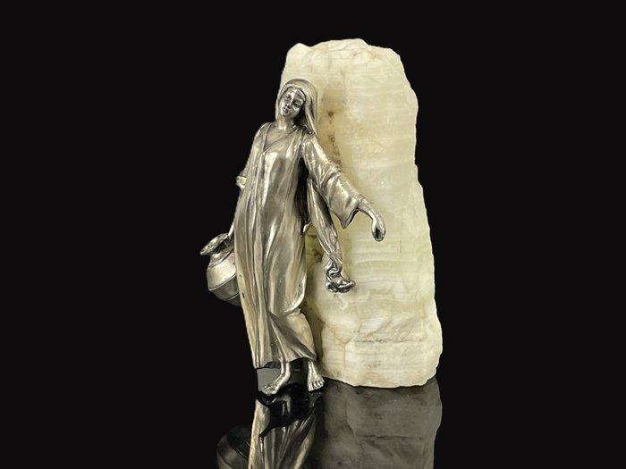sculptuur, La porteuse deau - 16 cm - Zilveren metaal &, Antiek en Kunst, Curiosa en Brocante