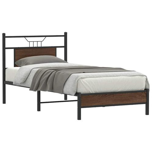 vidaXL Bedframe zonder matras bewerkt hout bruin eikenkleur, Huis en Inrichting, Slaapkamer | Bedden, Bruin, Nieuw, Hout, Eenpersoons