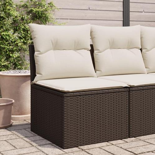 vidaXL Tuinbank zonder armleuning met kussens poly rattan, Tuin en Terras, Tuinsets en Loungesets, Nieuw, Rotan, Verzenden